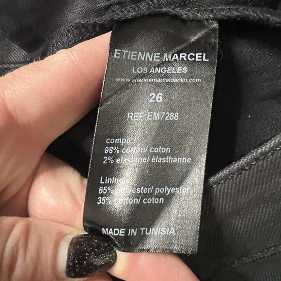 ETIENNE MARCEL Revolve Studded Skinny Black Jeans Size 26 Dark Denim Distressed - Picture 5 of 13